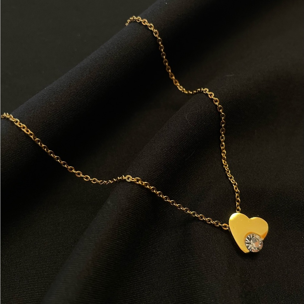 Gold Stainless Steel Heart Pendant Necklace